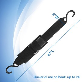 Boat Trailer Tie Downs Strap, Marine Transom Adjustable Quick Release Buckle Anti-Scratch Hooks for Pontoon Jet ski, 47" L (2 PCS)