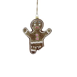 Gingerbread Man with Bite Eaten Glass Christmas Humor Ornament
