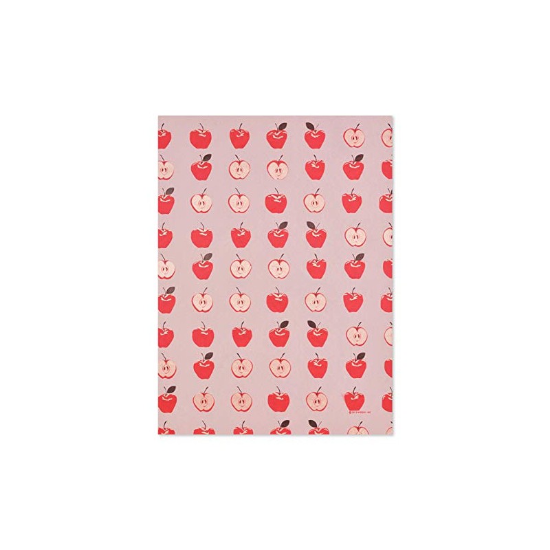 Gift Wrap - Apples - Mauve/Red/Metallic Silver