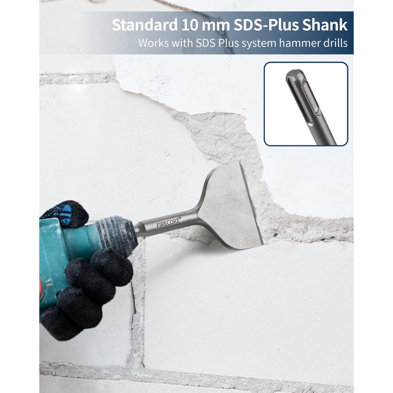 Firecore 2Pcs SDS Plus Chisel 3-In Wide Cranked Angled Bent