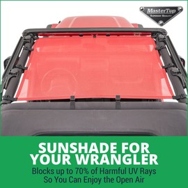MasterTop Mesh Bimini Summer Soft Top in Red Fits 1997-2006 Jeep TJ Wrangler|Includes Easy Install Strap and Buckle Attachment|14200202