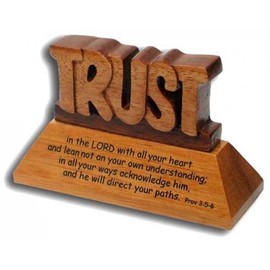 Christian wood mahogany Trust in the Lord Prov 3:5-6 desktop ornament gift 10cm …
