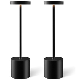 Cordless Table Lamp Set of 2, Rechargeable 5000mAh Battery Powered Outdoor Table Lamps, Portable LED Desk Lamp, 3 Color Dimmable Light for Restaurant, Patio, Bedroom, Bedside Night Lamp(Black)