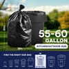 Plasticplace 55-60 Gallon Trash Bags, Heavy Duty Black Garbage Bags,