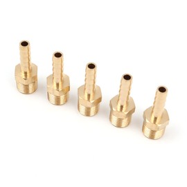 Hsthe Sea 5 Pcs 6 mm to 1/4” BSP Solid Brass Hose Tail Connector Barbed to BSP Male Thread,Pond/Pool/Hose Pipe Adapter