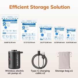 Vacuum Luggage Storage Bags with Cordless Electric Portable Pump, Double Zipper Sealed Space Saver Bag, Compression for Clothes, Bedding and Travel Essentials（10 Pack Travel Comb）