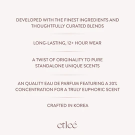 ETLEÉ Skin Scent Eau de Parfum 1.01oz, Woody Musky Long Lasting Perfume With Ambroxan & Cetalox, Layerable Luxury Fragrance for Women & Men for Everyday Wear, Clean Scents Made in Korea
