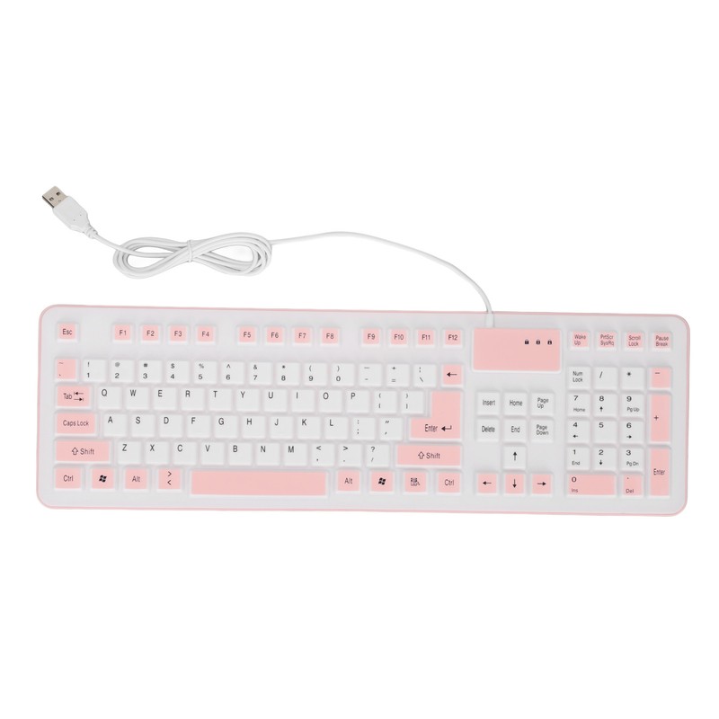 Foldable Silicone Keyboard 106 Keys Waterproof Dustproof Foldable USB Wired