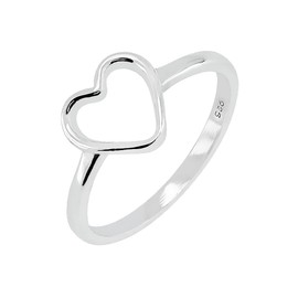 TISHAVI Sterling Silver Heart Ring, Size 8, 925 Silver Ring, Modern Classic Style