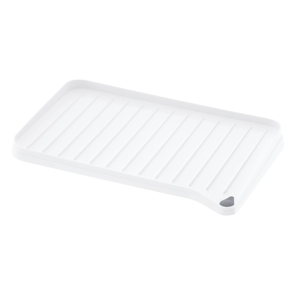 Richell Plastic Drainage Tray, White, 16.1 x 11.0 x 2.0 inches (41 x 28 x 5 cm), Shelley, Drain Tray with Stop, S, Reversible, Antibacterial Treatment