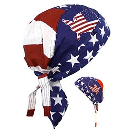 American Flag Headwrap Patriotic Doo Rag Red White and Blue (Bald Eagle)