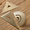Metal Ruler Set - Students Golden Triangular Plate & Semicircle