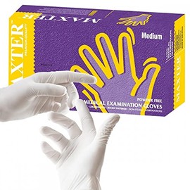 Maxter Powder Free Latex Gloves White 4g Pack of 100 - Large