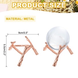 sourcing map Metal Crystal Sphere Holder, 3.9" Dia Crystal Ball Display Stand Quartz Ball Orb Holder for Glass Crystal Art Home Decor, Tripod Stand, Rose Gold