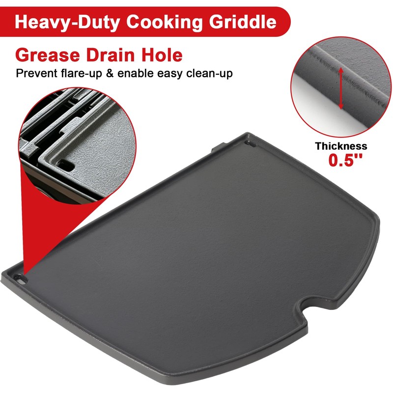 DELSbbq Cast Iron Griddle Insert for Weber Q Series Gas