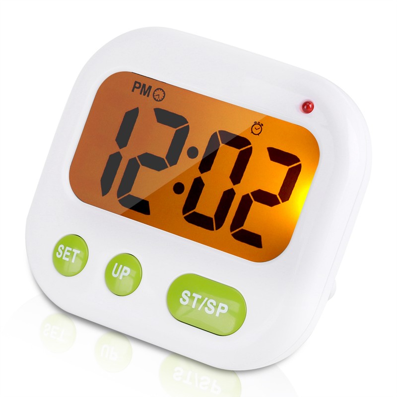 Music/Vibration Digital LCD Alarm Clock Electronic Kitchen Timer with Backlight