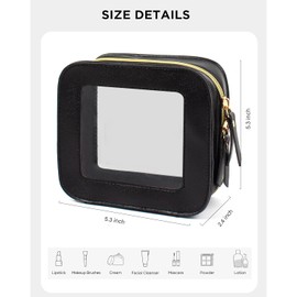 LETGO Mini Makeup Bag, Clear Makeup Bag for Purse Essentials, Small Toiletry Bag for Women Men, Car Accessories for Women, Clear Black
