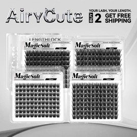 AiryCute LengthLock Collection | Lash Clusters Luna Glosa Viva Velure Flaunt 8mm-16mm Ultra-Dense Waterproof Long-Lasting DIY Lashes for Flawless Look:_MagicSoft_16mm