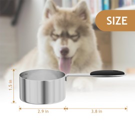 1PCS 2/3CUP(158ml) Dog Cat Food Scoop, Stainless Steel Measuring Cup, Metal Pet Scooper with Inner Precision Scale Measurement