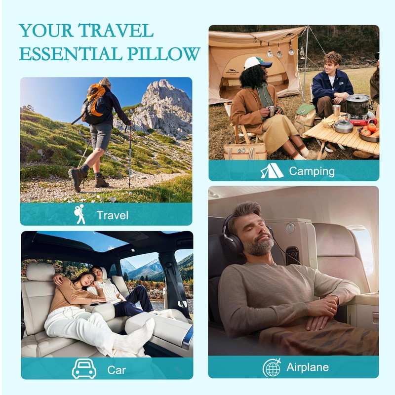 YOUR MOON Memory Foam Pillows for Travel, Small Compressible Camping