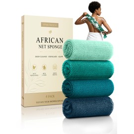 4 Pack African Net Sponge, African Exfoliating Net for Body