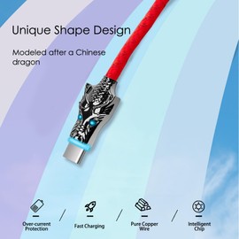 YAKUNN 6.6FT RGB Totem Designed Colorful Glowing USB Type C Fast Charging Cable,Data Transfer,RGB Gradual LED A to C Cord,66W/6A Ultra-Durable Charging Wire,Compatible with Android USB-C Devices(DARD)