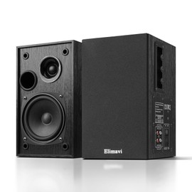 Elimavi Powered Bookshelf Speakers 35W RMS,Record Player Speakers with 4'' Woofer and 1'' Tweeters with Wall Mounted for TV and PC,Turntable Speaker with RCA Input,Black