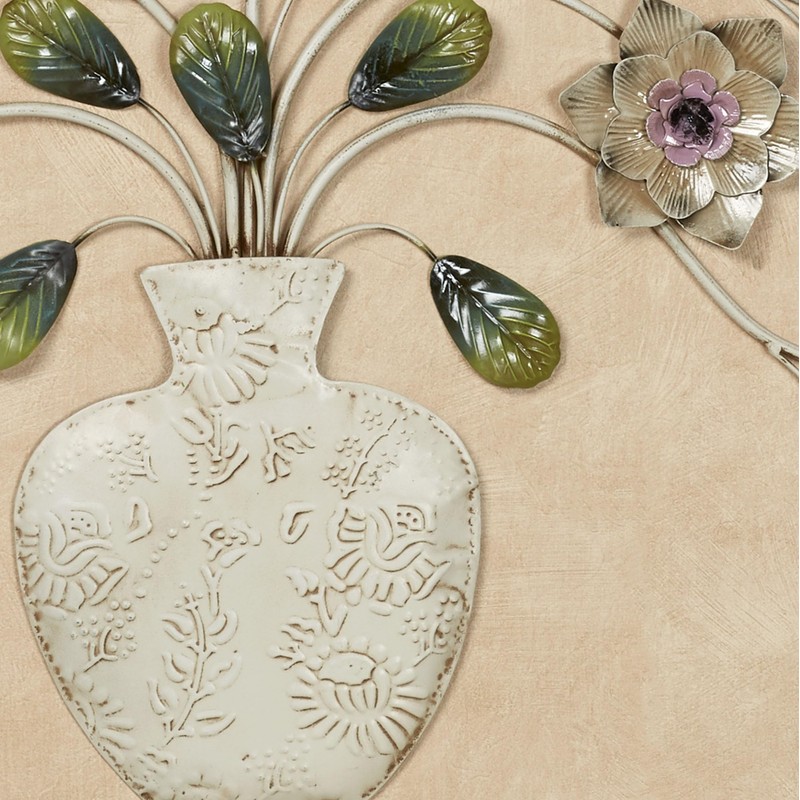 Touch of Class Aldelaid Pastel Floral Vase Metal Wall Sculpture