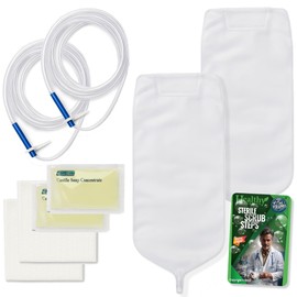 Enema Bag Set - 1500 CC w/ Soap - 2 Pack and Vital Volume Scrubs Tips Card