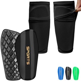iMoebel Football Shin Pads Including Safety and Protection for Children, Men, Adults, Black, XL