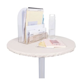 YourTablecloth Mantel redondo de vinilo resistente (mantel de mesa) con respaldo de franela, colores vibrantes y elásticos, ideal para comer en interiores y exteriores y jugar a las cartas, 91,4 cm, arena