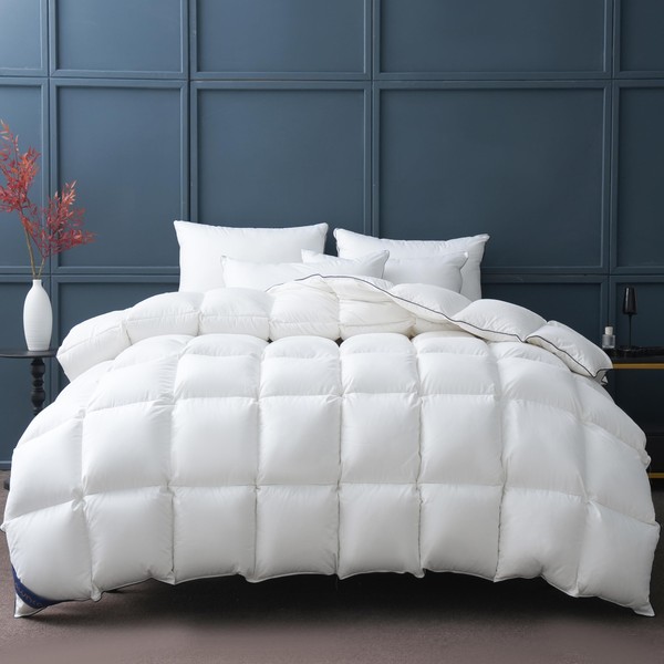 DOWNCOOL Feather Comforter Oversized Queen, Down & Feather Fiber Bedding