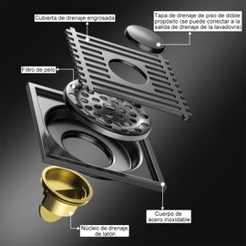 MTQ Coladera para Regadera, Coladera Antiolores(Aplicable a Lavadoras), Coladera para Baño de Acero Inoxidable, Drenaje de Piso Desmontable,Coladera para Patio Exterior, Baño, Cocina y Balcón