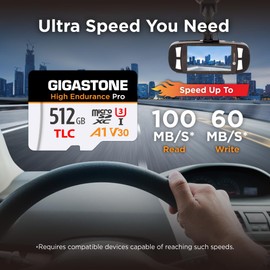 [5-Yrs Free Data Recovery] GIGASTONE 512GB Micro SD Card, High Endurance Pro Series Speed Up to 100MB/s, Compatible with REDTIGER ROVE VIOFO VANTRUE PRUVEEO ARIFAYZ Dash Cam, MicroSDXC UHS-I A1 V30 U3