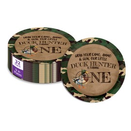 Duck Hunter 1st Birthday Party Supplies Large 9" Paper Plates in Bulk 32 Piece