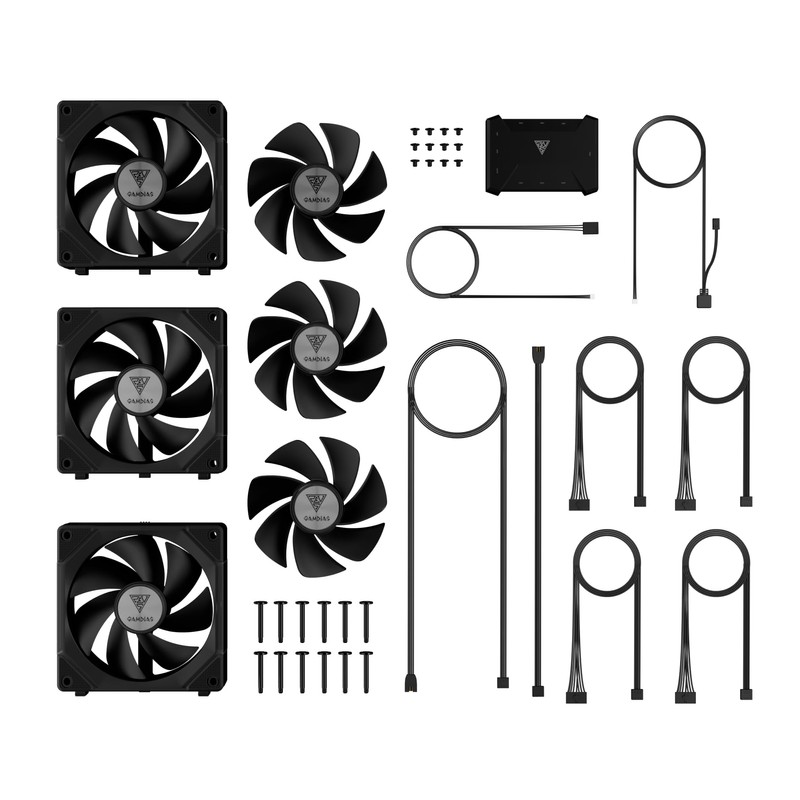 GAMDIAS Aeolus P2-1203U Black 3 Fans KIT