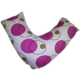 RAYYAN LINEN Printed V Shaped Pillowcase Saturn Pink Fuchsia White for Back and Neck Support, Orthopedic, Maternity, Relaxing