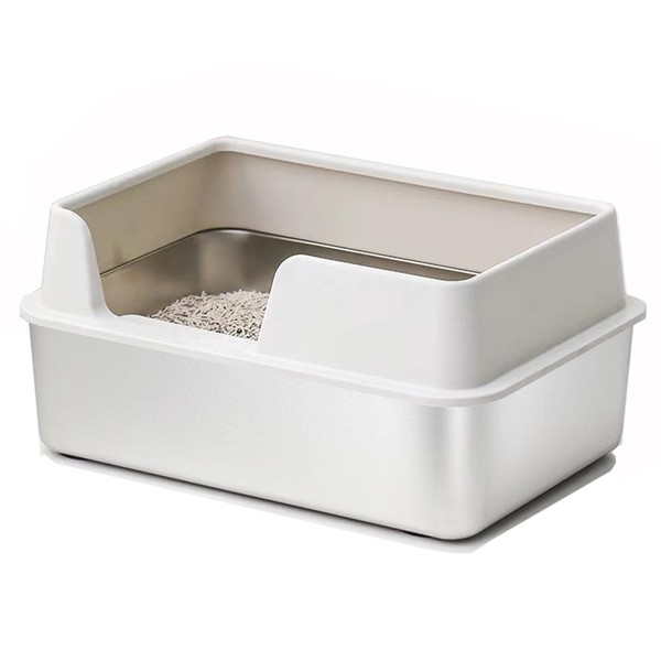 KUNWU Stainless Steel Cat Litter Box 20"x 14"x 8" with
