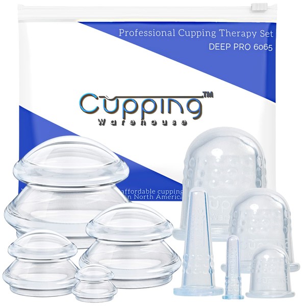Cupping Warehouse Combo 9 Supreme 4 Deep Pro 6065 / Grip Classic 5 PRO 6570 - Professional Harder, Sturdier, Rigid Cupping Therapy Sets Facial Cupping and Body Cupping Massage Sets