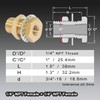 Boeray 2pcs Bulkhead Brass Pipe Fitting 1/2 Inch NPT Female