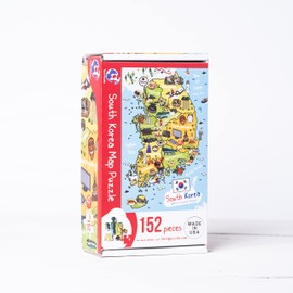 Terra Puzzles South Korea Map Wooden Jigsaw Puzzle 152 Piece, 10x15 inches