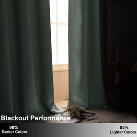 Hiasan Blackout Curtains 2 Panels for Bedroom, Thermal Insulated Privacy Protection Room Darkening Window Curtains 84 Inches Long, 42 Inches Wide, Light Sage Green