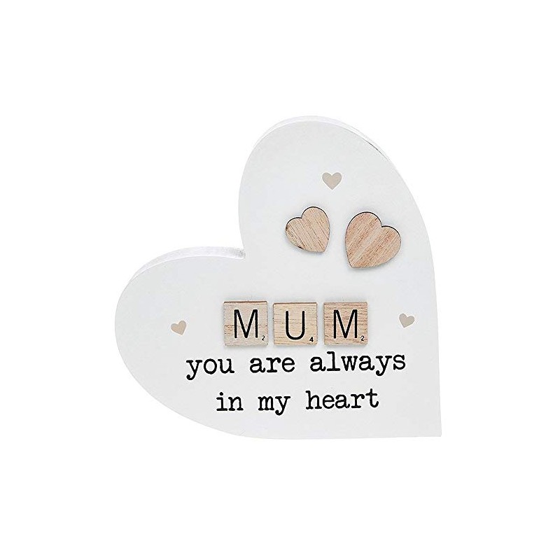 Scrabble Sentiments Standing Heart 'Mum' Mantel Plaque - Freestanding Home