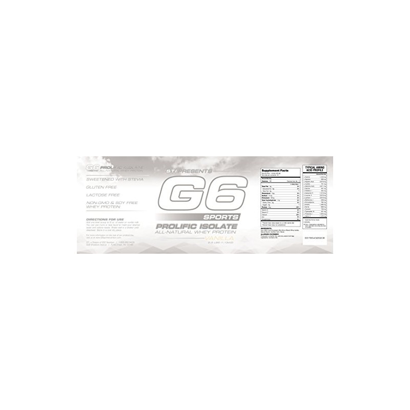 STI G6 Sports Prolific Isolate Whey Protein - Vanilla 2.5