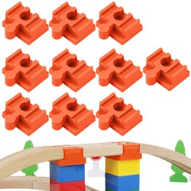 GXGM 10-Piece Set Track Connectors for Brio Duplo System Connectors, 4 x 3.2 x 1.10 cm Compatible Adapter Track Connector, Universally Combines Both Systems Together, Rail Connector (Orange, D)