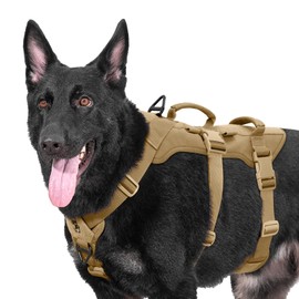 OneTigris Escape Proof Dog Harness, No Pull Dog Harness with Handles, Tactical Multi-Use Support Dogs Harnes for Large Dogs Everyday Wear Walking Hiking Training (Brown, X-Large)