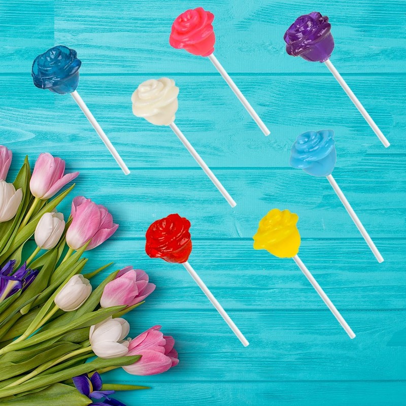 Fruidles Charming Roses Lollipops, Large Lollipop Sucker, Mixed Fruit Flavor,
