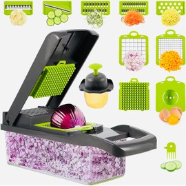 Manual Vegetable Chopper and Slicer, Kitchen Mandoline with Dicer, Onion and Potato Cutter, Includes Egg Cutter