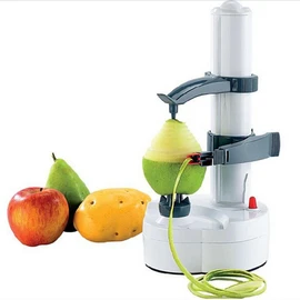 Automatic Electric Fruit Potato Peeler Tool, Electric Peeler Automatic Rotating Apple Peeler Potato Peeling Multifunction Stainless Steel Kitchen Machine (White)
