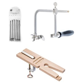 SE 3-in-1 Professional Jeweler's Saw Set - Saw Frame, 144 Blades, and V-Slot Bench Pin with Clamp - Versatile Tools for Precise Jewelry Making